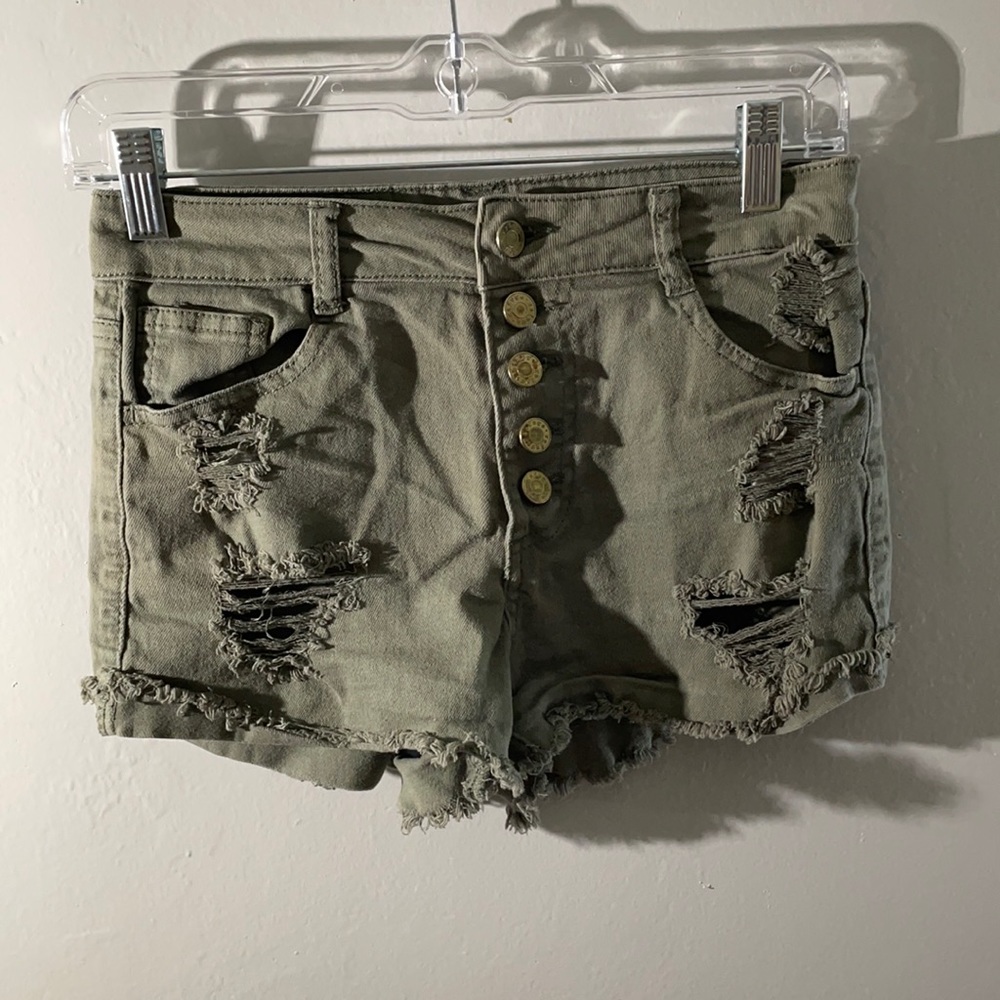 Navy green mini shorts
